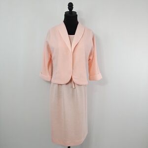 Vintage 80s Sunshine Alley Women's Pink Dress Bolero Combo Set size 12 Heirloom